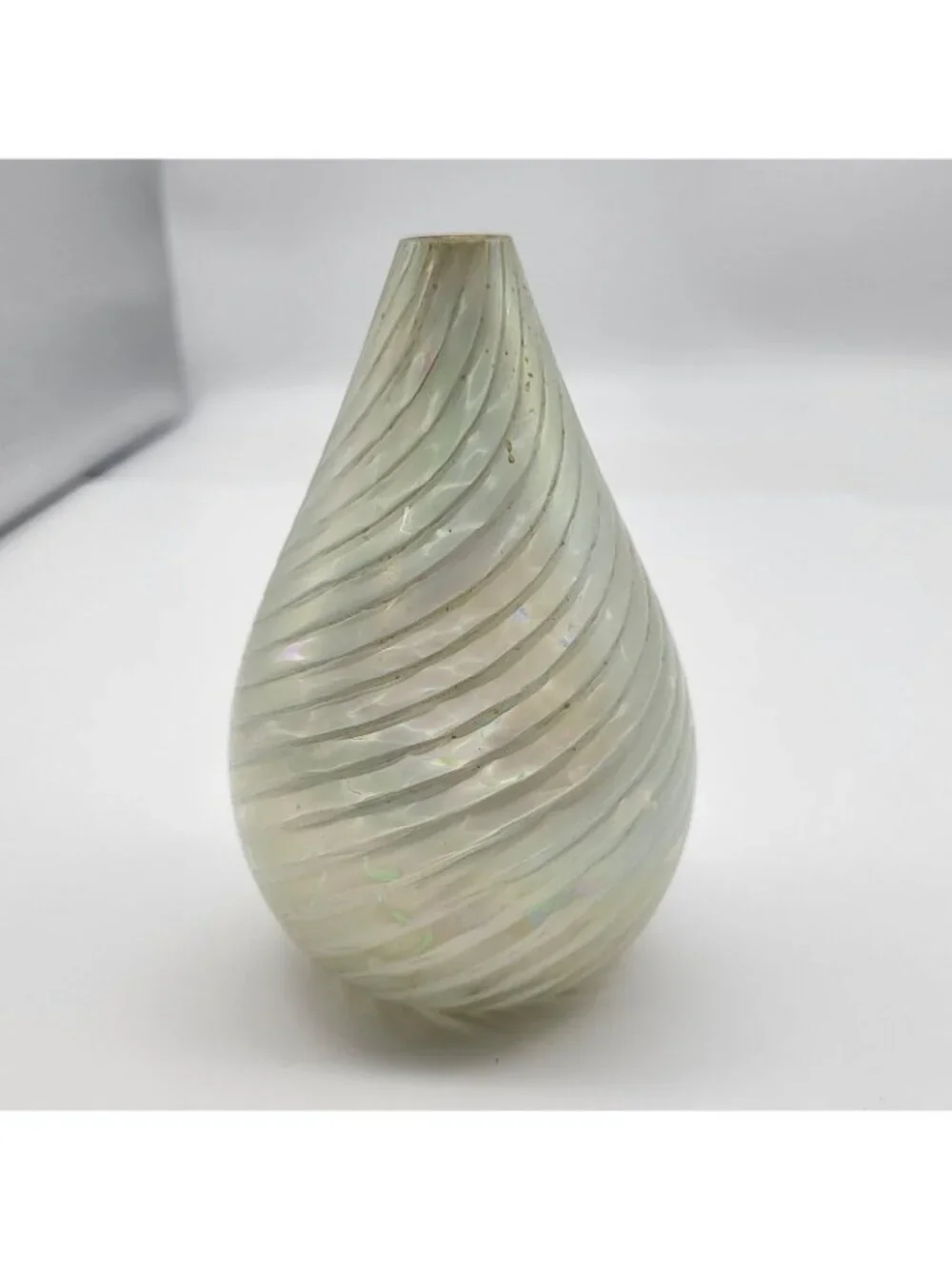 Fun Vintage Swirl Glass Iridescent bud vase oil lamp bottle